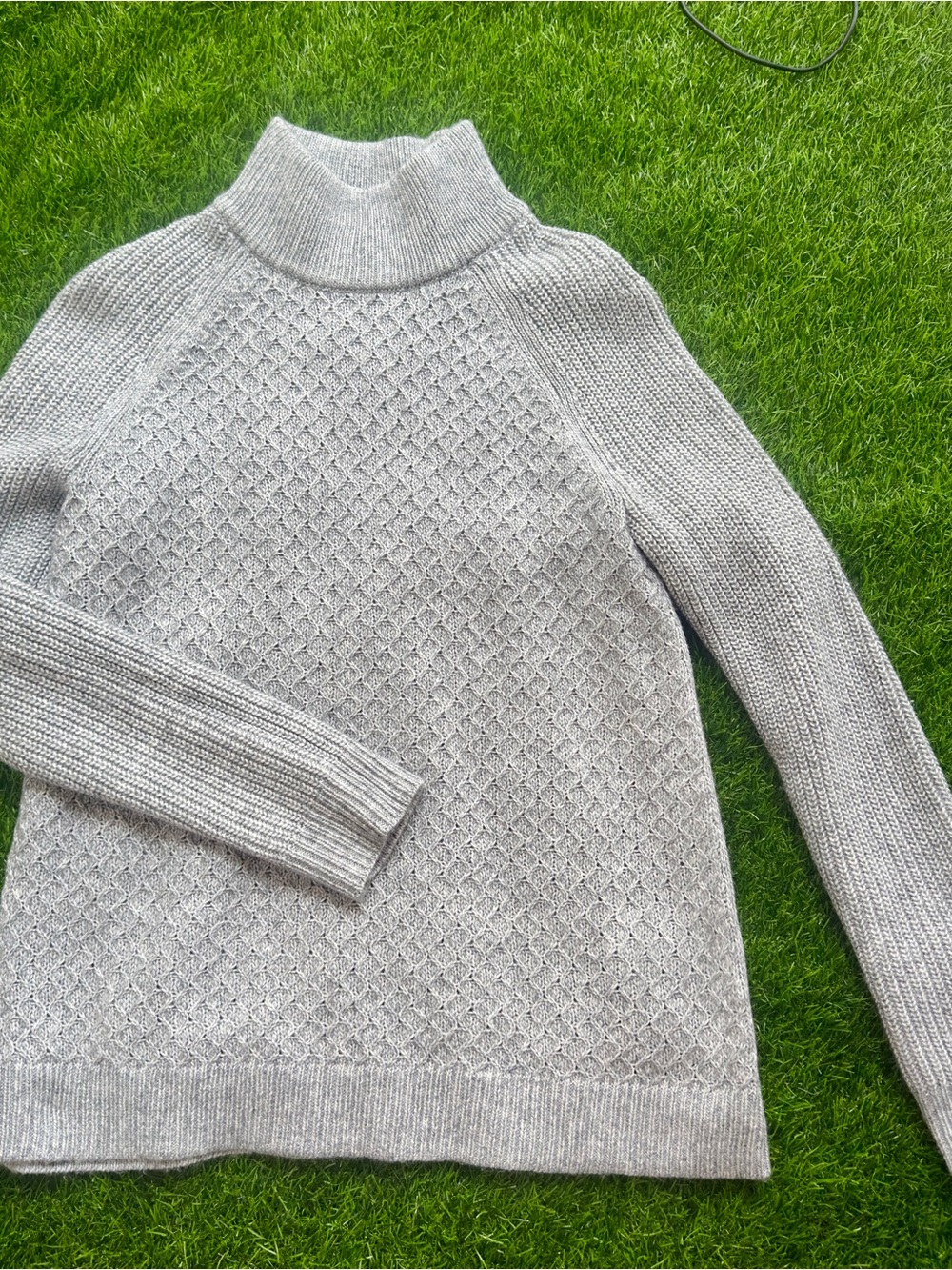 Talbots Light Gray Turtleneck Textured Knit Sweater